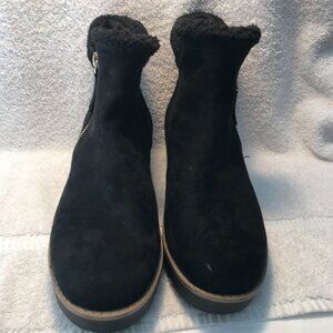 Bandolino Women's‎ Black Suede Ankle Boots With Faux Fur Lining & Side Zipper